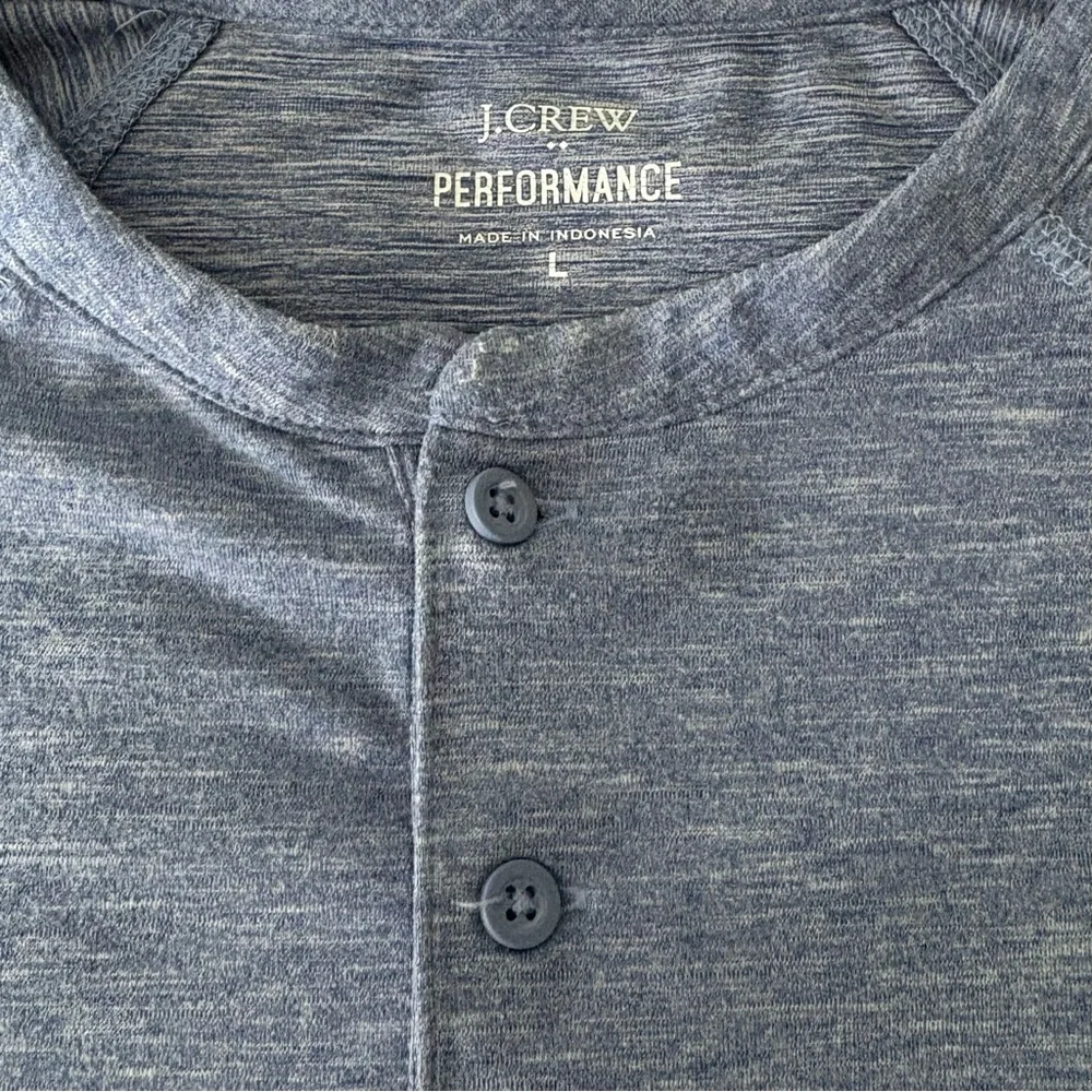 Men's J.Crew Soft Blue Henley Top – Two-Button Placket.